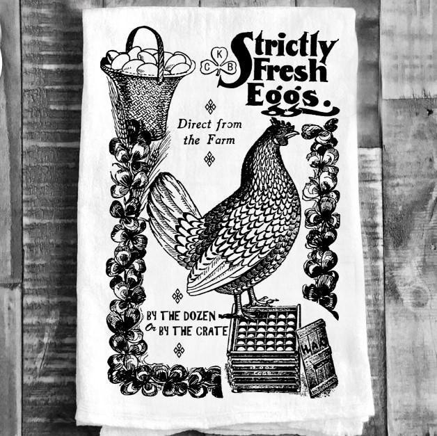 Cotton Tea Towel - "Farm Fresh Eggs" Ferndale California
