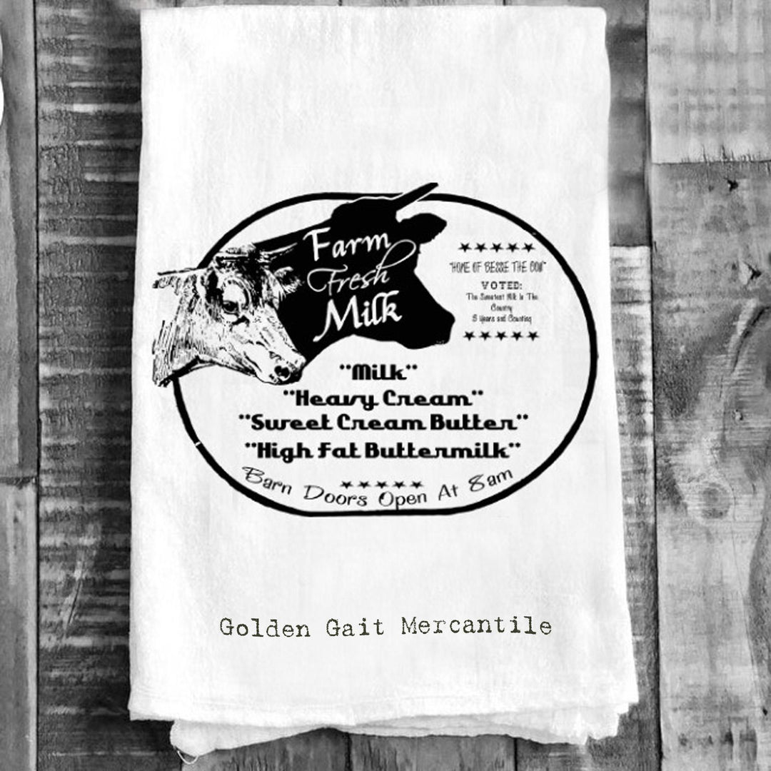 Cotton Tea Towel - "Farm Fresh Milk Golden Gait Mercantile"