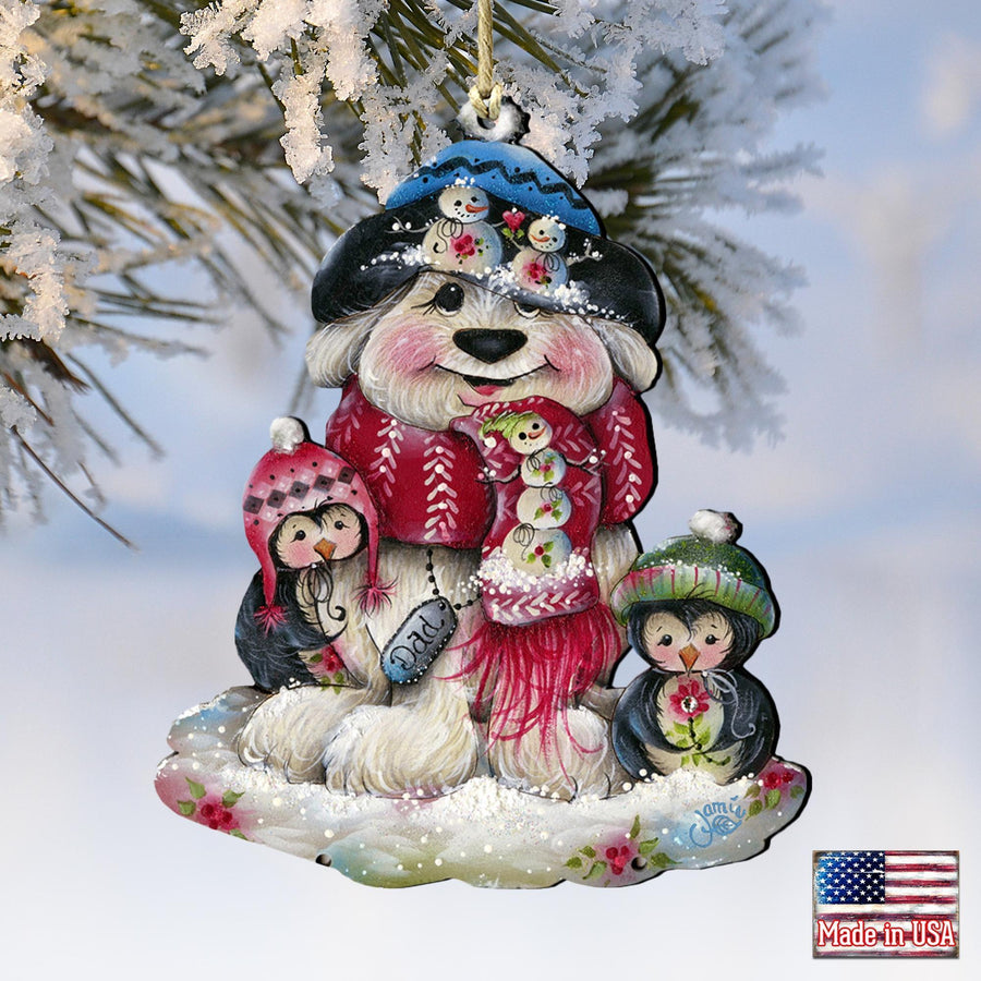 Dog and Penguin Keepsake Decorative Christmas Ornament