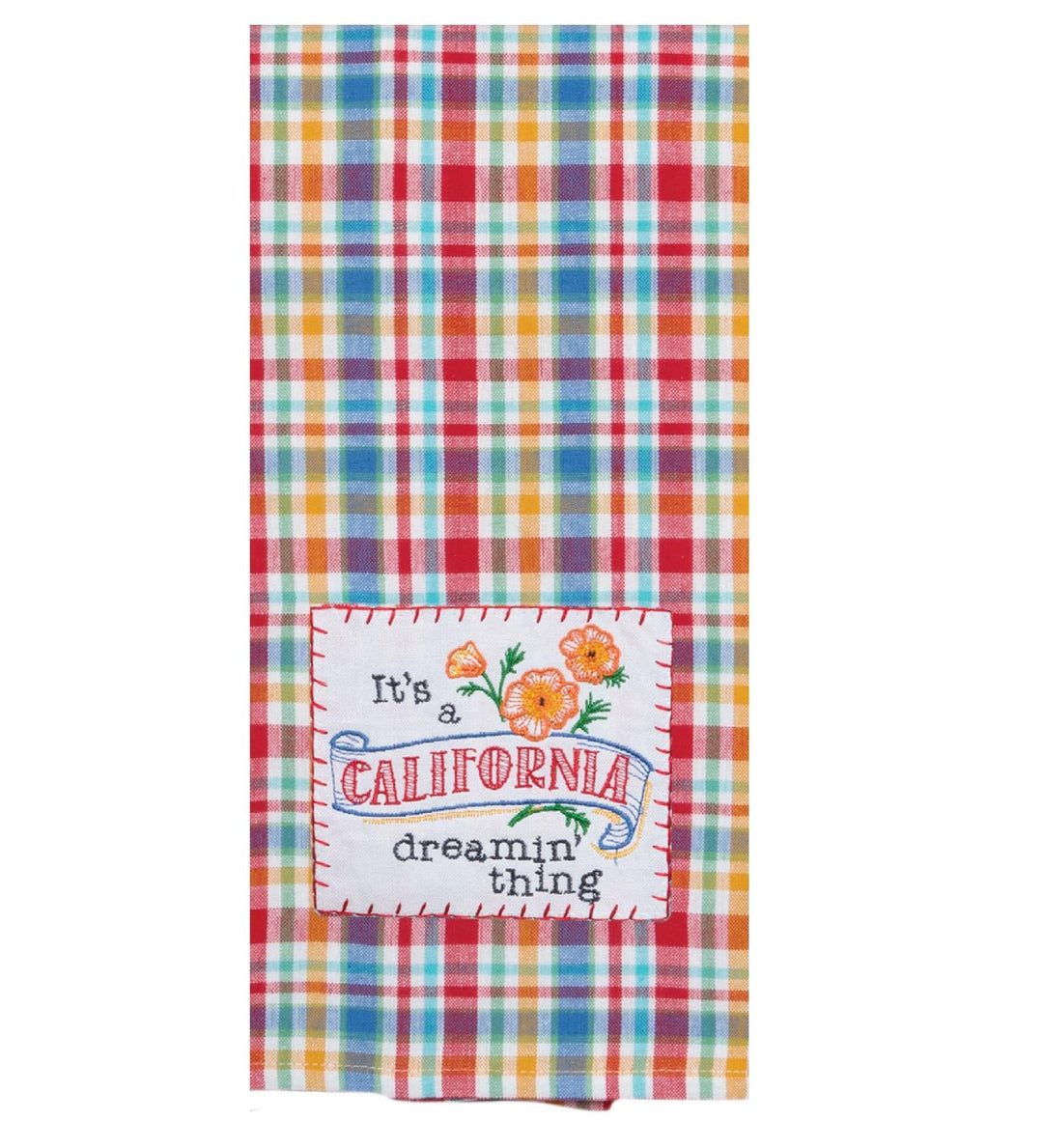 Embroidered Applique Tea Towel "California Dreamin"