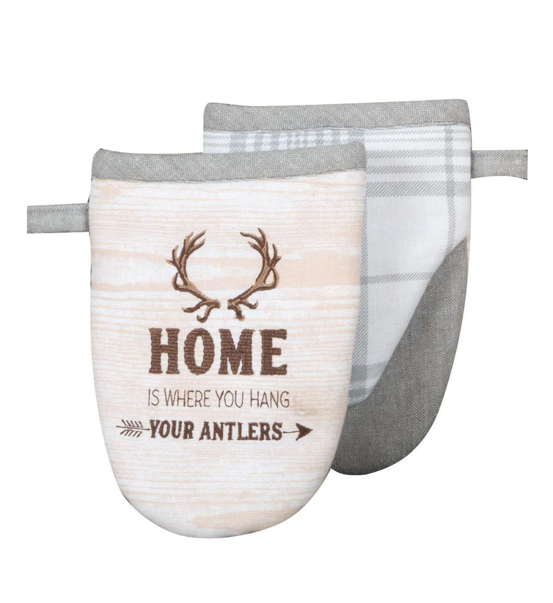 Embroidered Grabber Mitt "Home is Where You Hang Your Antlers"
