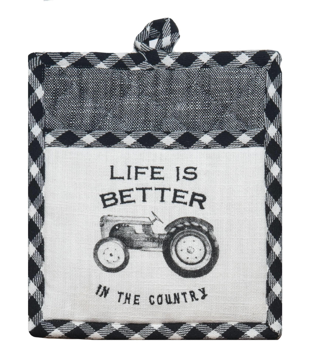 Embroidered Pocket Mitt "Life is Better on the Farm"