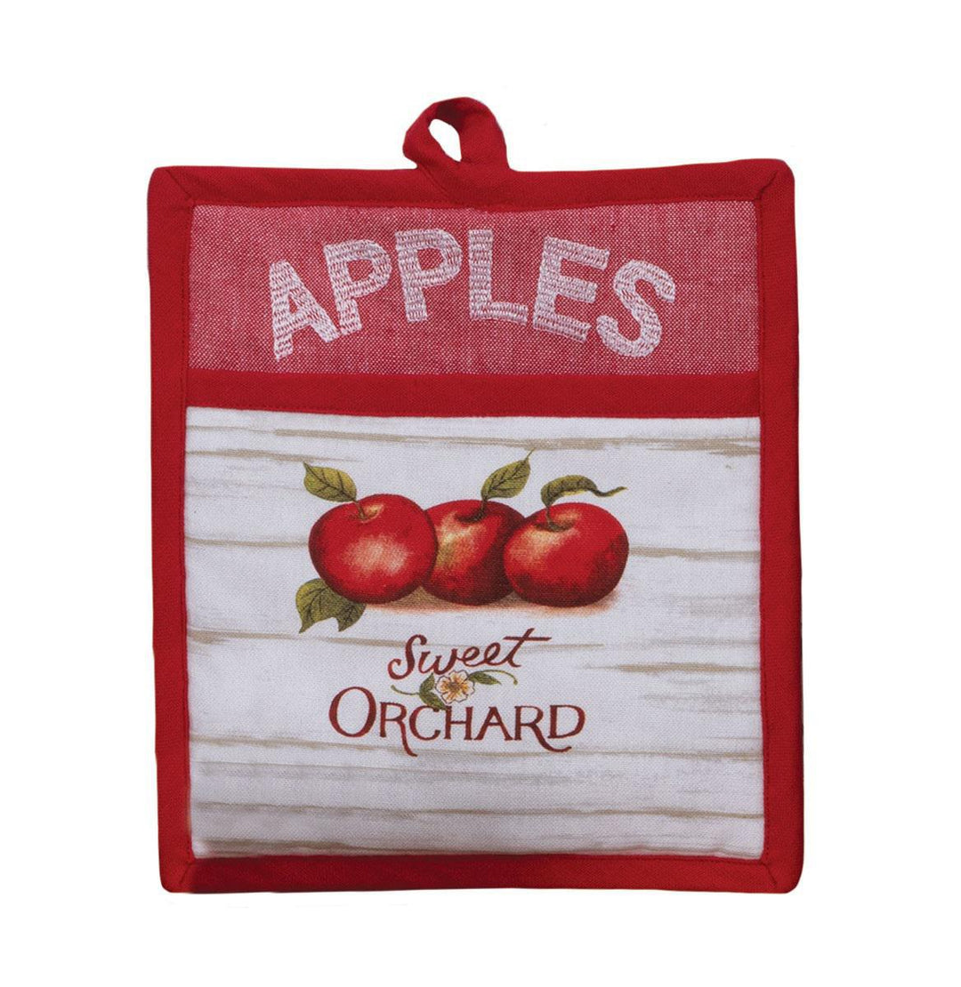 Embroidered Pocket Oven Mitt | Apples