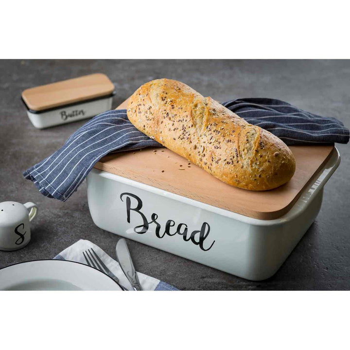 Enamelware Bread Box with Lid