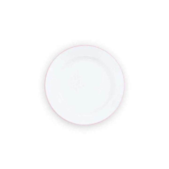 Enamelware Splatter Flat Salad Plate | Pink Rim