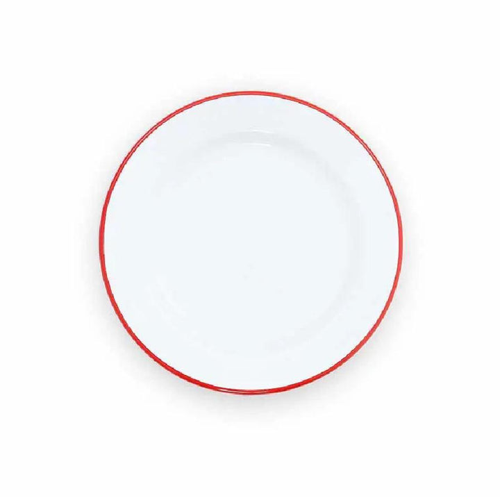 Enamelware Splatter Flat Salad Plate | Red Rim