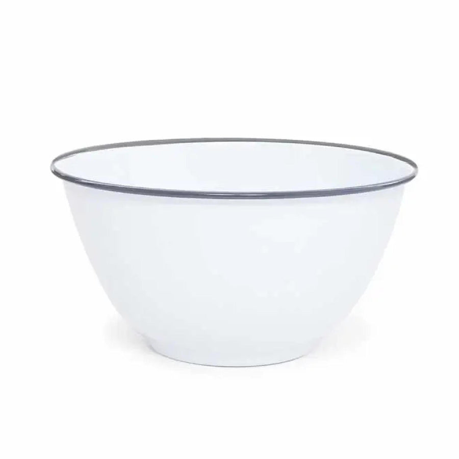 Enamelware Vintage Style Large Salad Bowl | Grey Rim