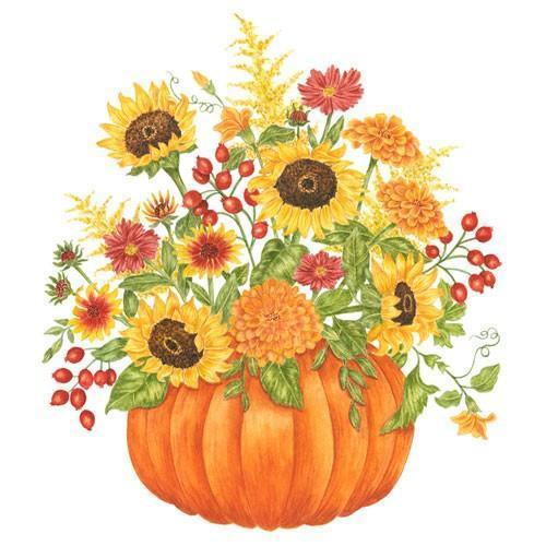 Flour Sack Towel Set Pumpkin Bouquet
