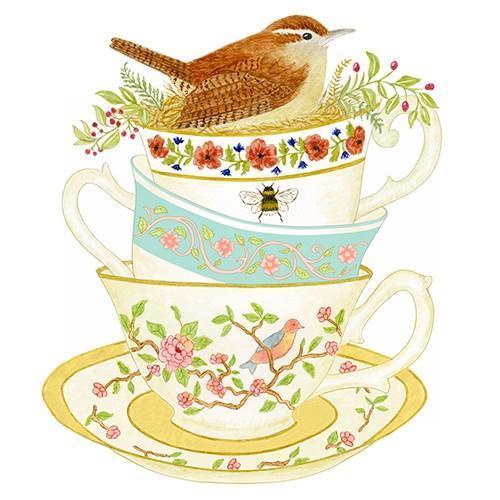 Flour Sack Towel Set Stack of Teacups