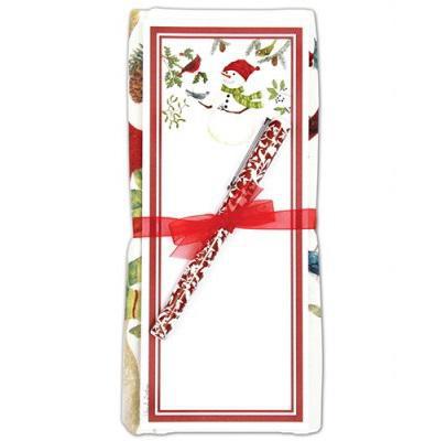 Flower Sack Towel & Magnetic Note Pad Gift Set | Feathered Friends & Snowman