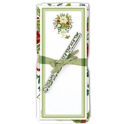 Flower Sack Towel & Magnetic Note Pad Gift Set | Poinsettia, Holly, & Ivy Urn