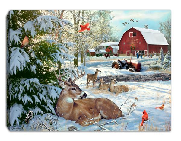 Fresh Snow on the Farm- Lighted Tabletop Canvas