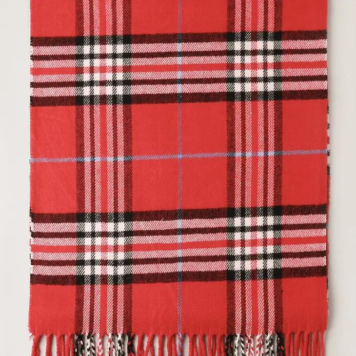 Giant Check Cashmere Feel Muffler Scarf | Rose