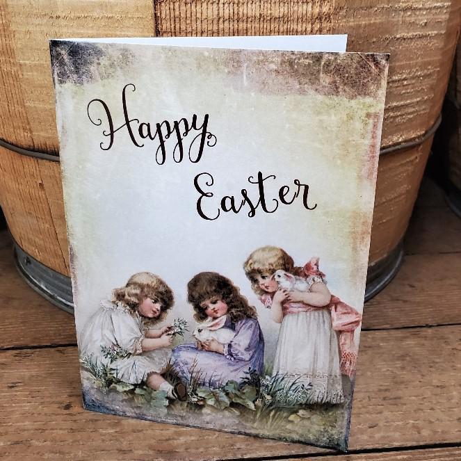 Girls and their Bunnies Easter Card by Yesterday's Best