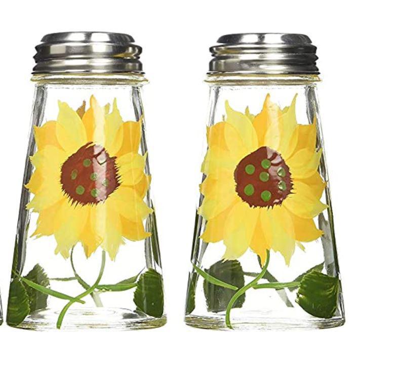 Hand Painted Sunflower Salt and Pepper Shaker Set