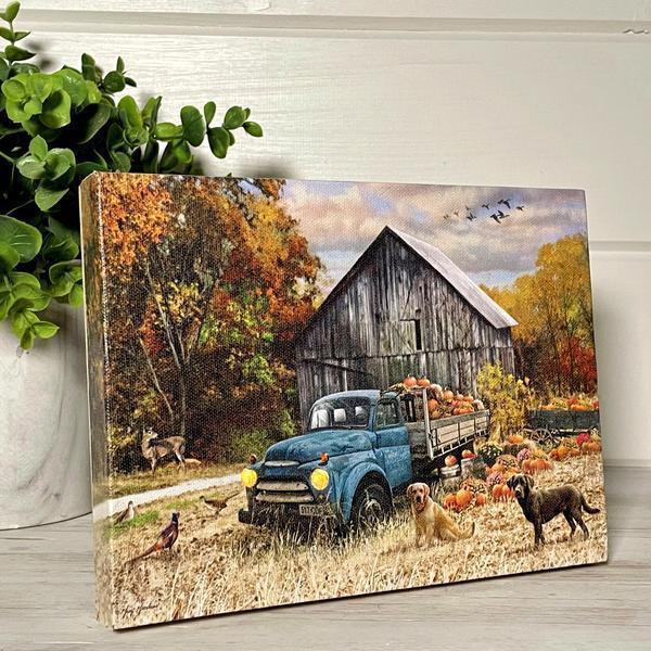 Harvest Day Lighted Tabletop Canvas