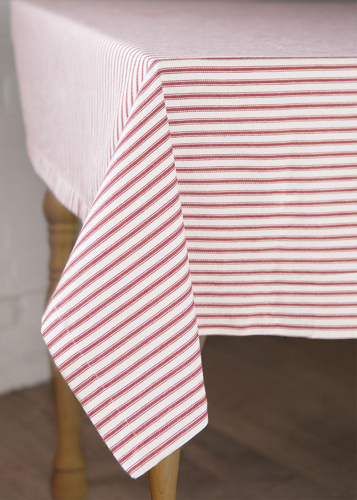 Heritage Lace Rectangle Tablecloth | Red & White Ticking