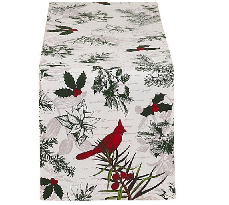 Holiday Botanical Cardinal Table Runner