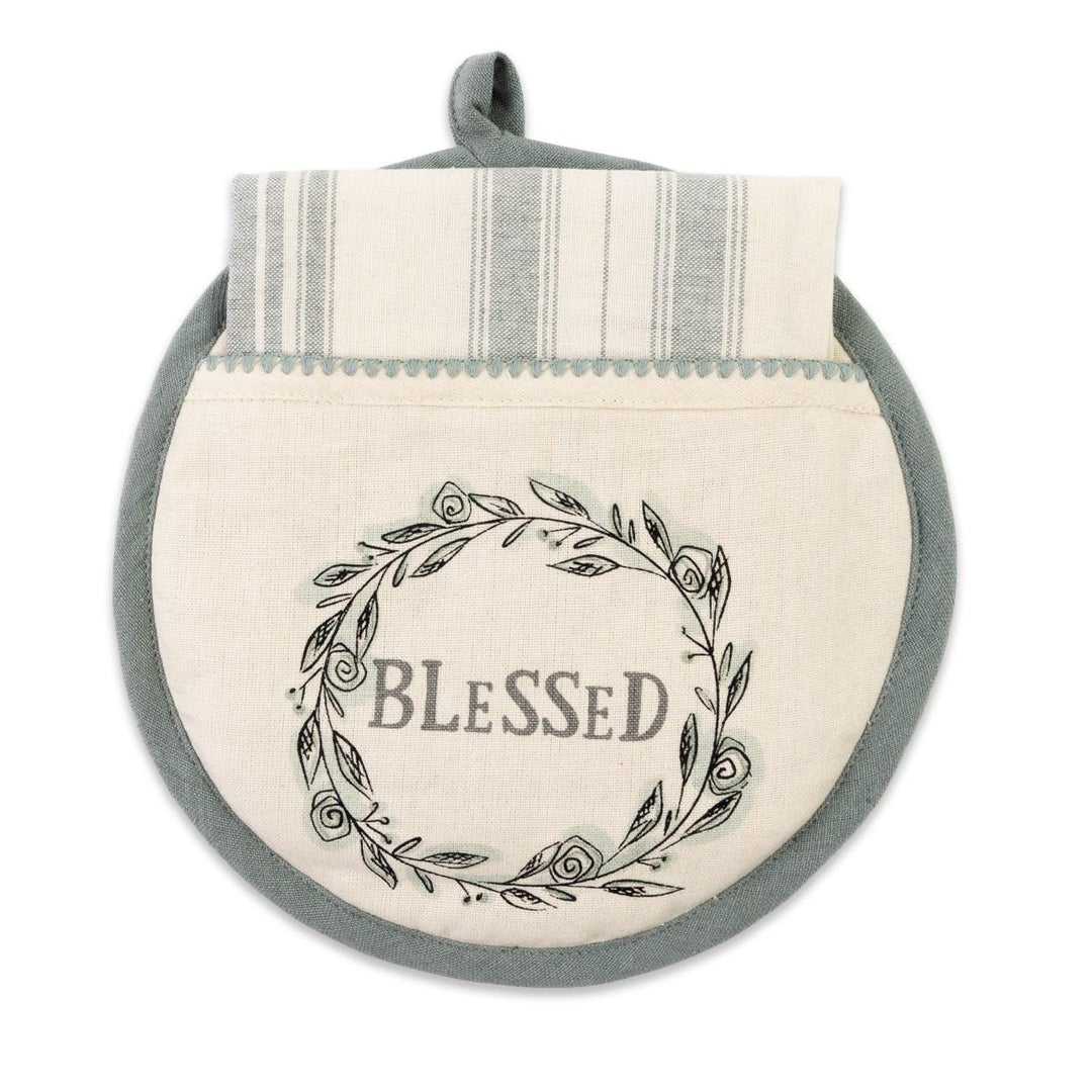 Hot Pad and Tea Towel Set "Blessed