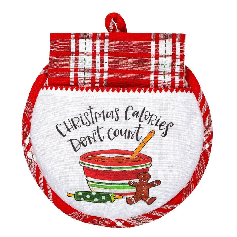 Hot Pad with Tea Towel "Christmas Calories Don't Count"