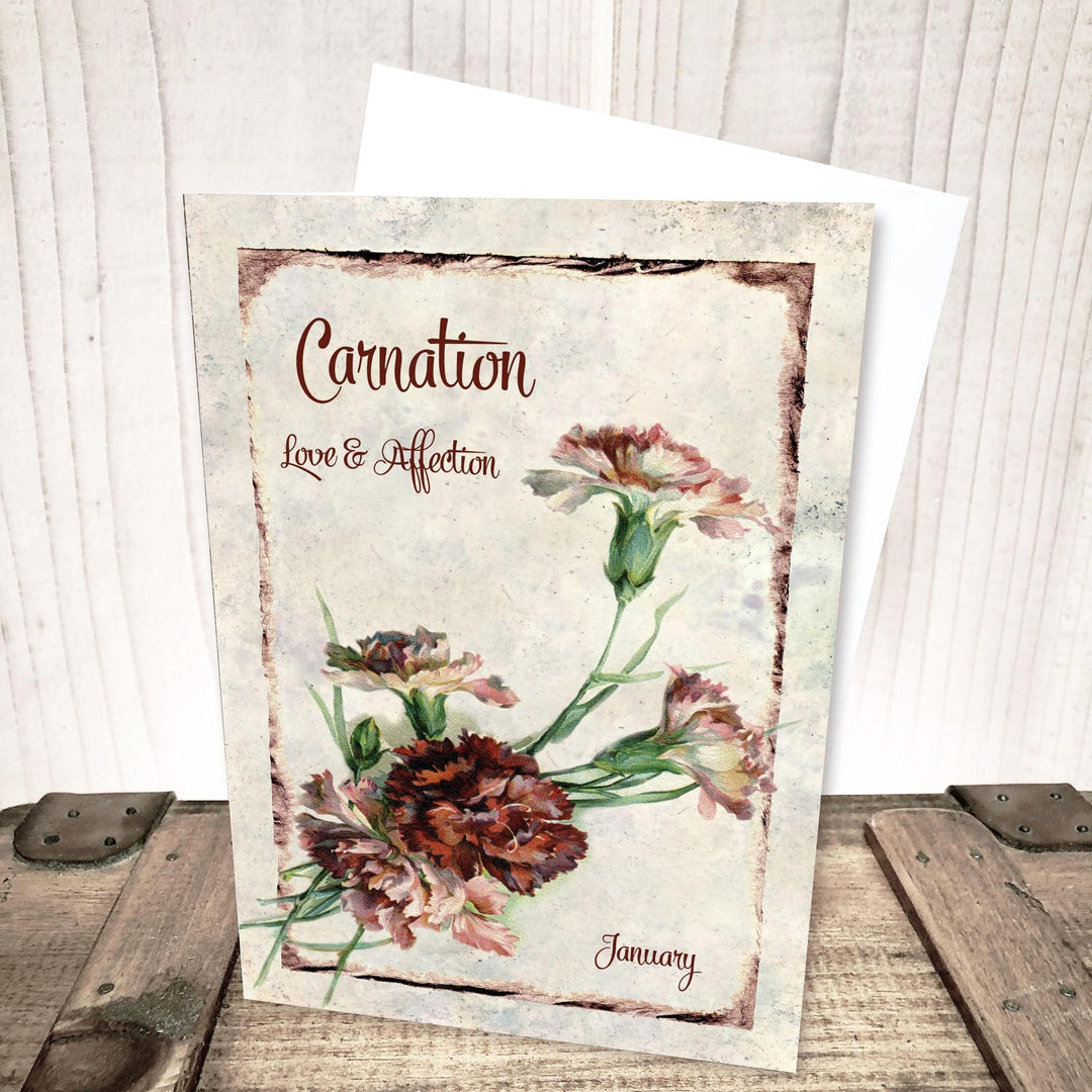 January Carnation Flower Card by Yesterday's Best