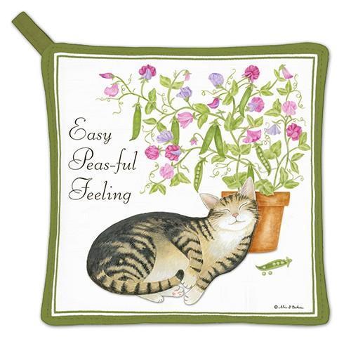 Kitchen Potholder Easy Peas-ful Cat