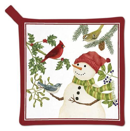 Kitchen Potholder Snowman with Cardinal
