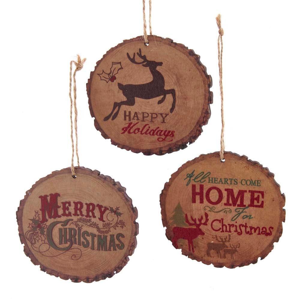 Kurt Adler Rustic Wooden Plaque Christmas Ornament