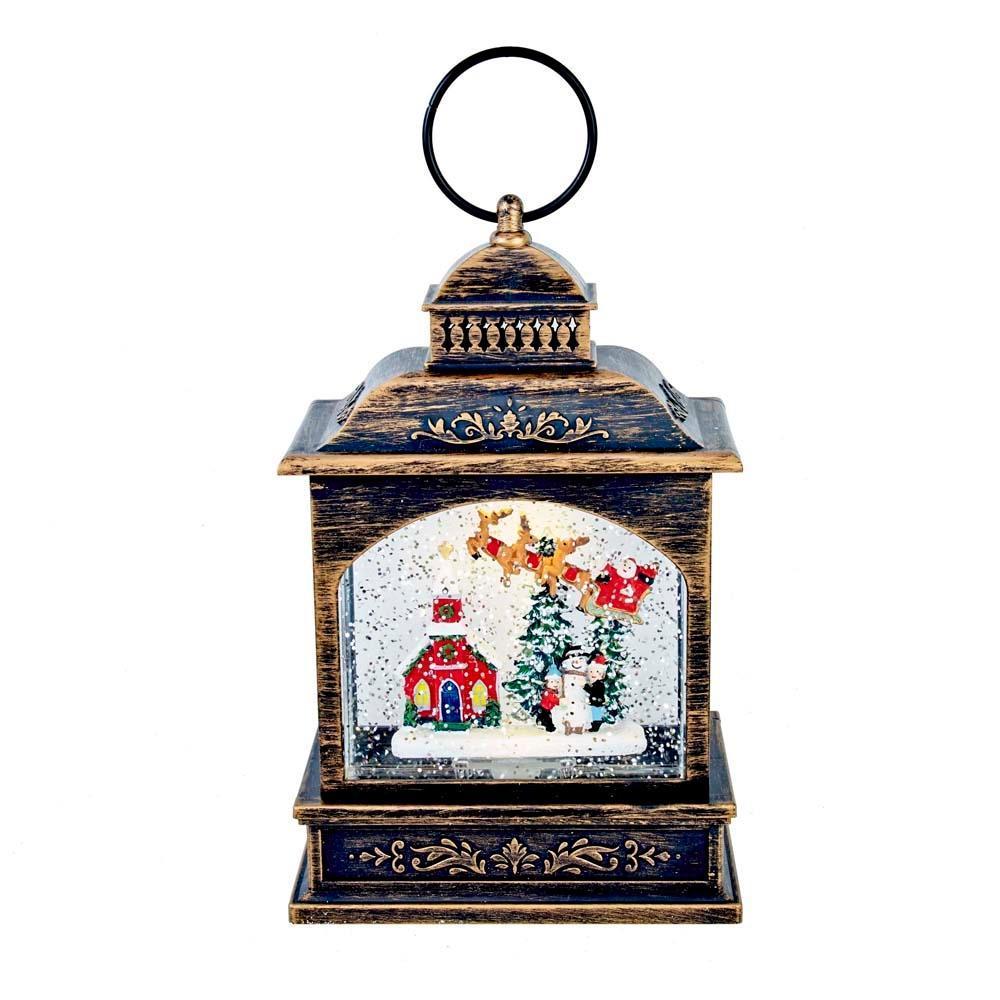 Kurt S. Adler Christmas Water Globe Lantern | Santa Sleigh