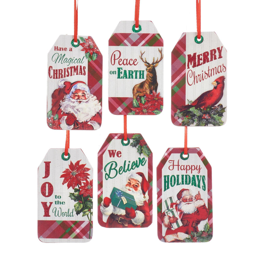 Kurt S. Adler Wooden Christmas Ornament Plaid Saying