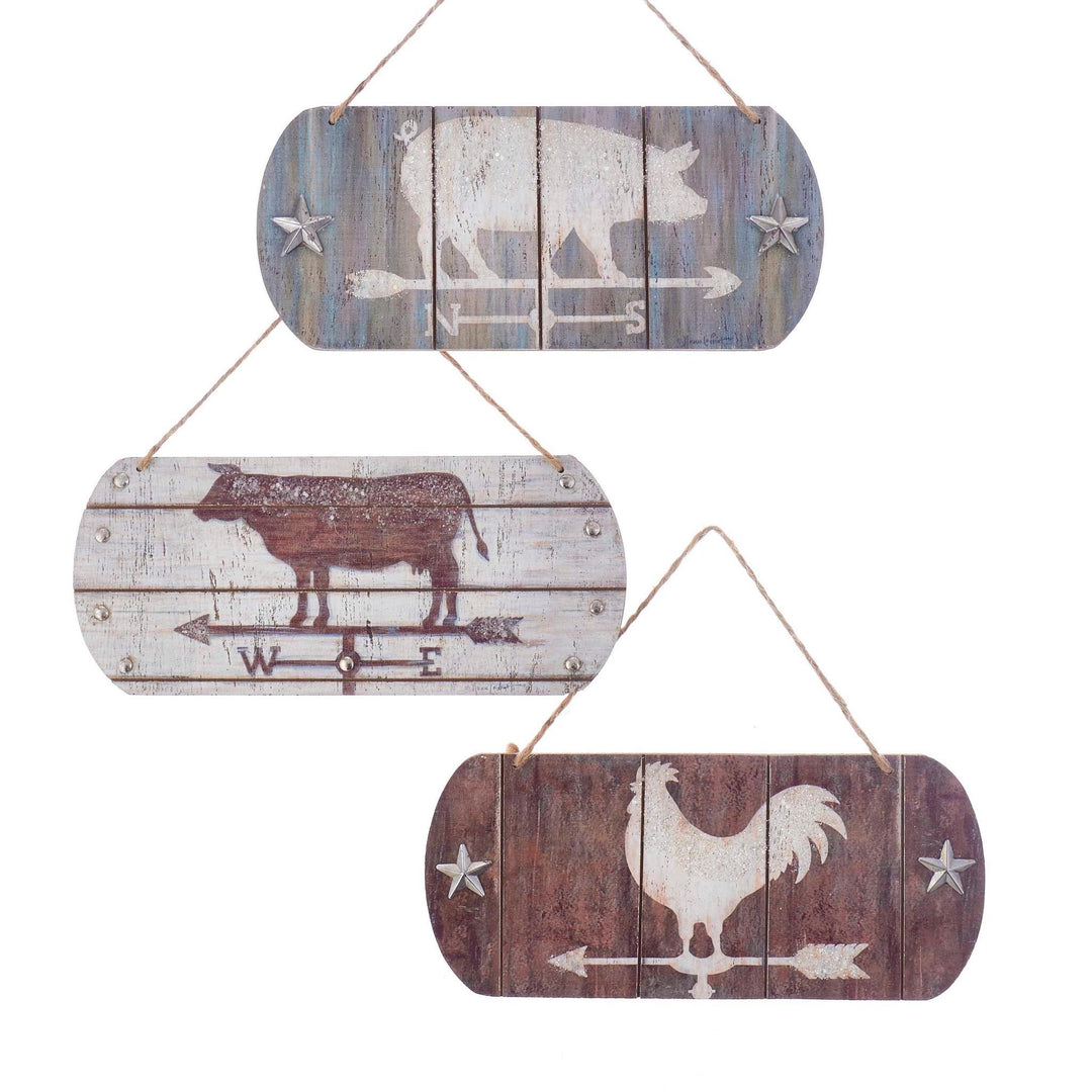 Kurt S. Adler Wooden Christmas Ornament Weather Vane Farm Animals