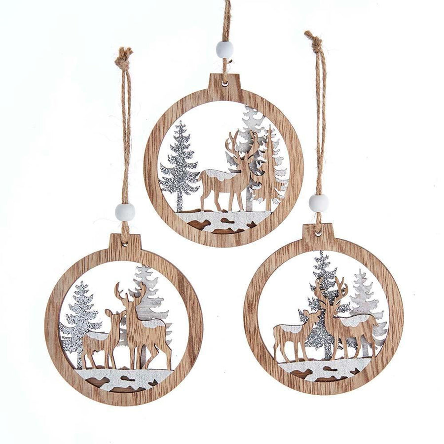 Kurt S. Adler Wooden Deer with Tree Ornament