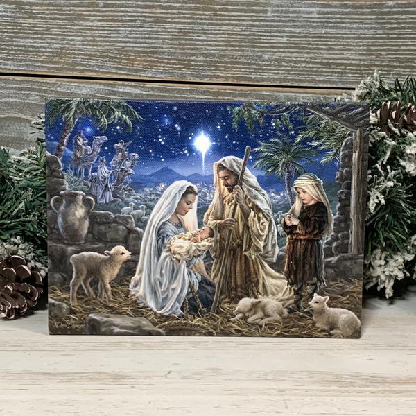 Let Us Adore Him - Lighted Tabletop Canvas