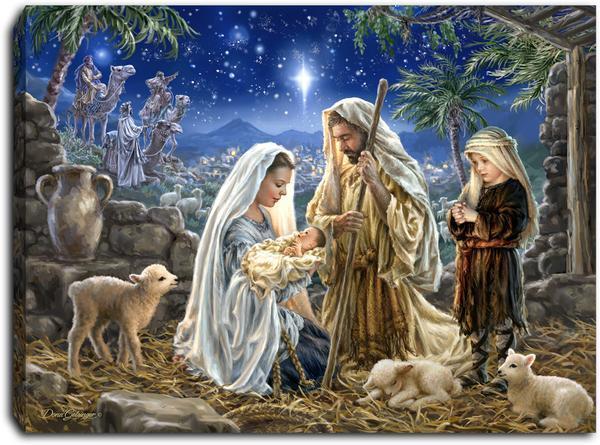Let Us Adore Him - Lighted Tabletop Canvas