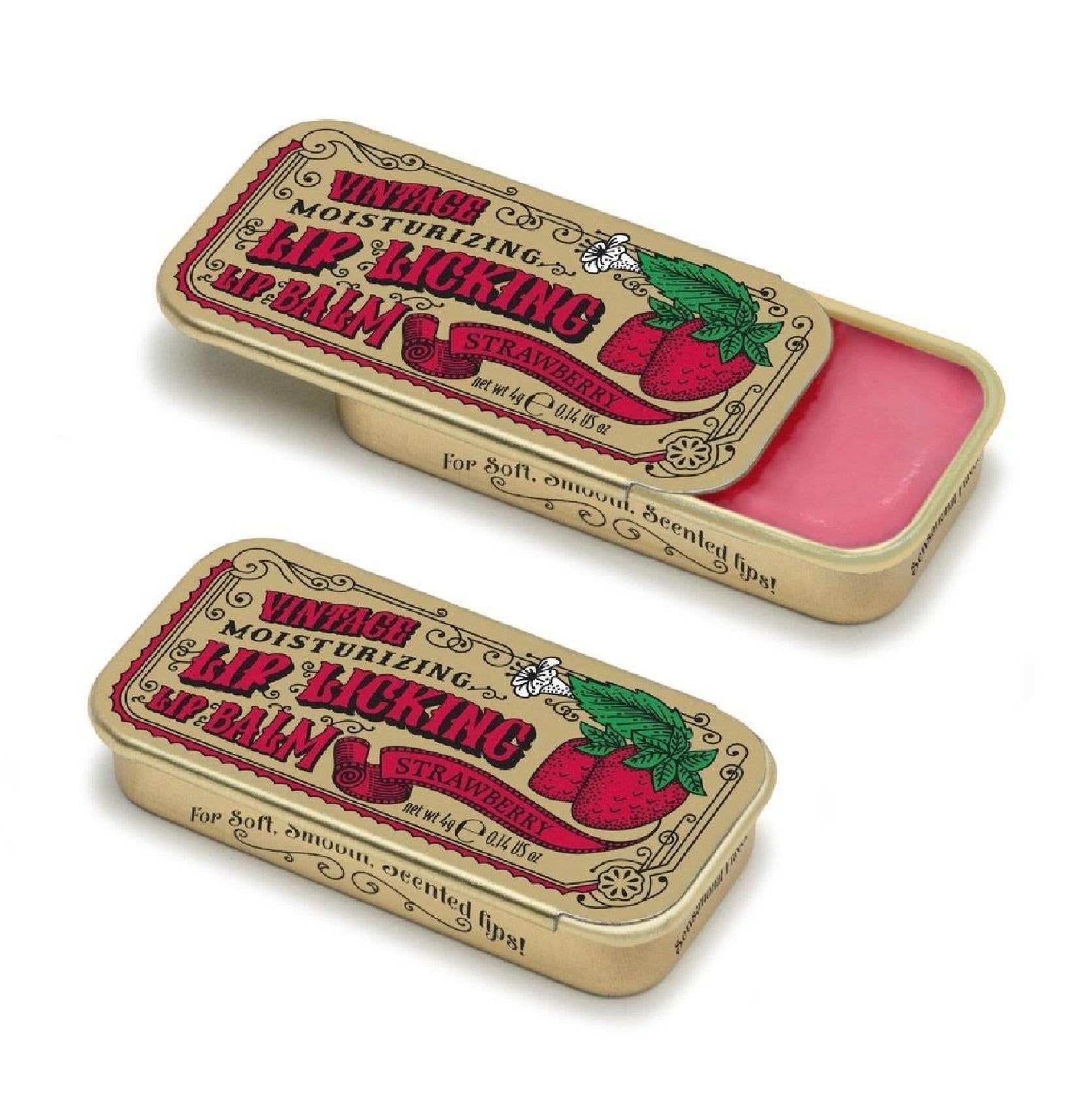 Lip Licking Lip Balm Vintage Slider Tin | Strawberry