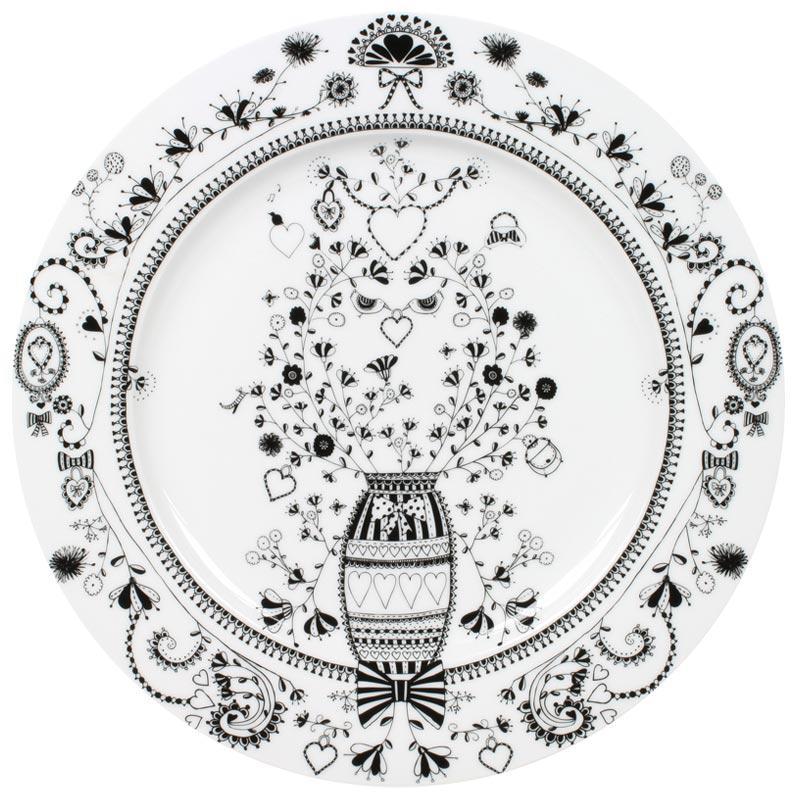 Miss Blackbirdy 12" White Porcelain Charger / Serving Platter