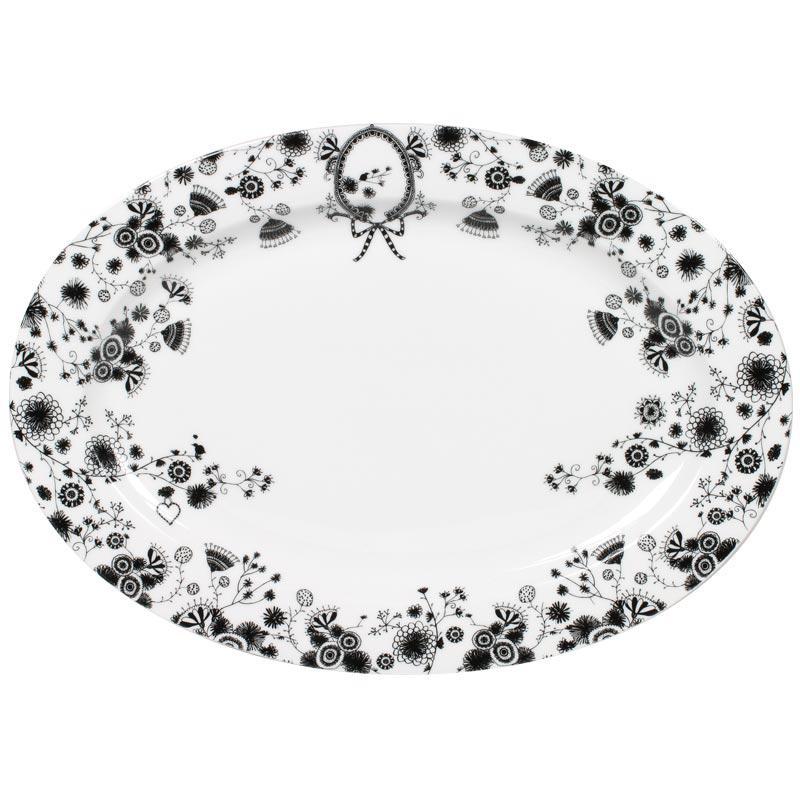 Miss Blackbirdy Large Oval Platter | Flower Pattern