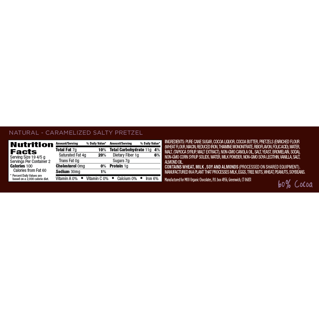 Moo Natural Dark Chocolate Caramelized Salty Pretzel Bar