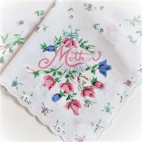 Mother with Blossoms Vintage Inspired Floral Hanky