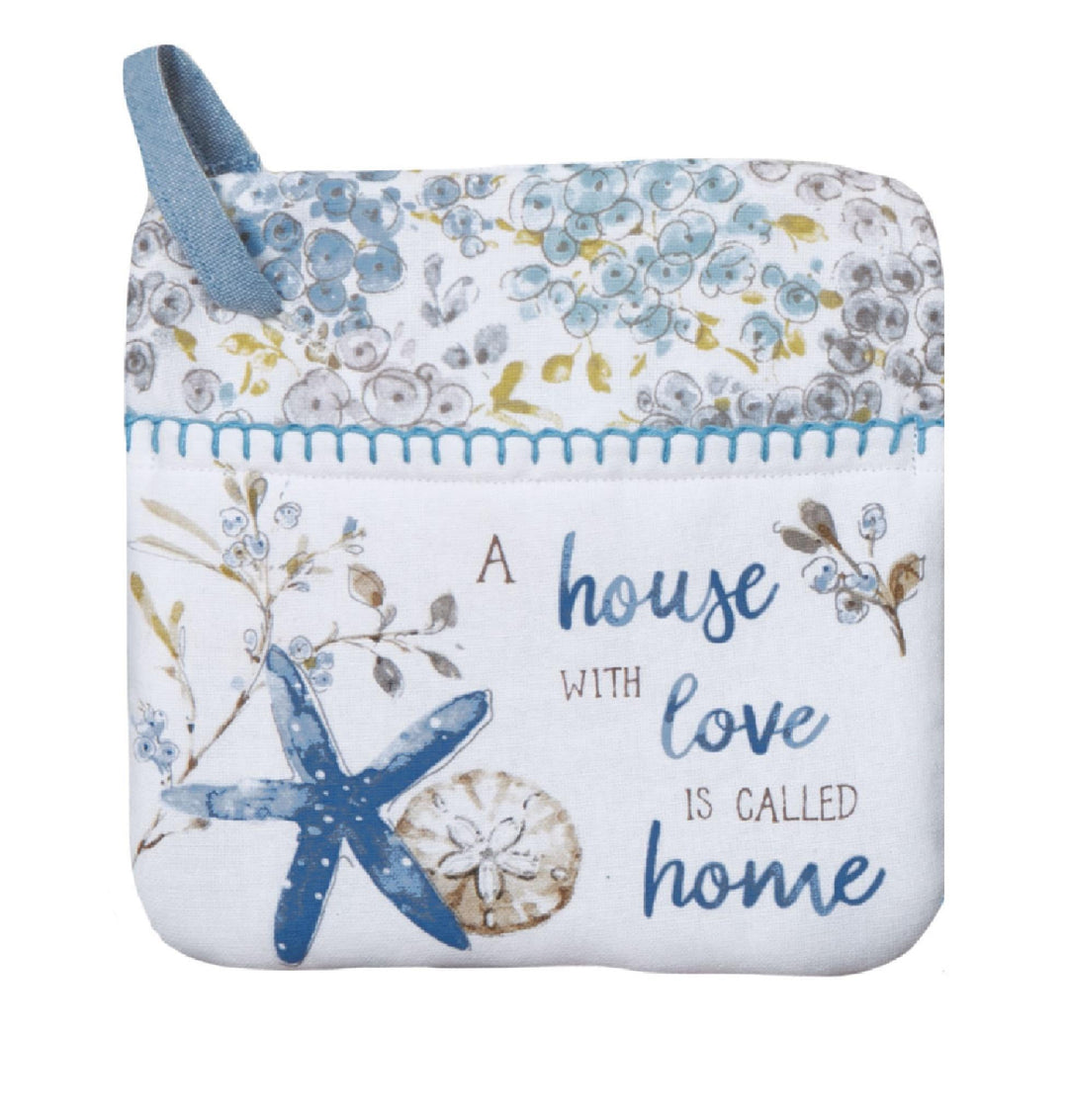Pocket Oven Mitt | Blue Escape "A House with Love is Called a Home"