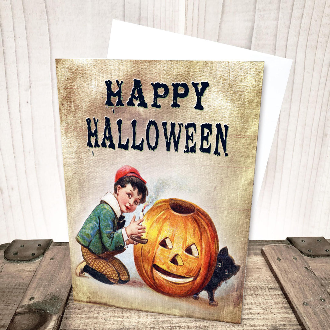 Pumpkin Carving Boy Halloween Card by Yesterday's Best