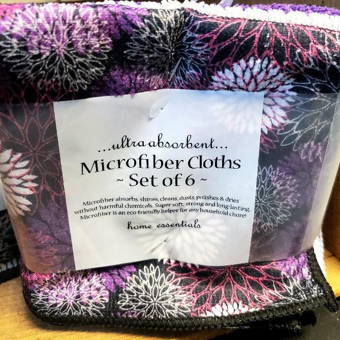 Dahlia Microfiber Cloths Set of 6 Purple & Pink