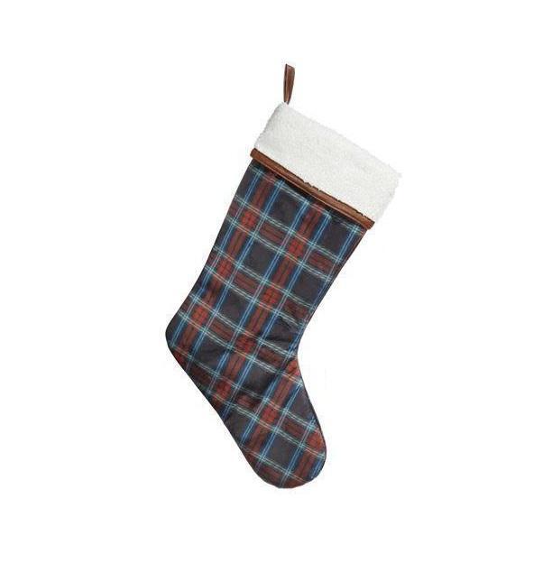Christmas Stocking | Plaid with Cuff Red &  Blue