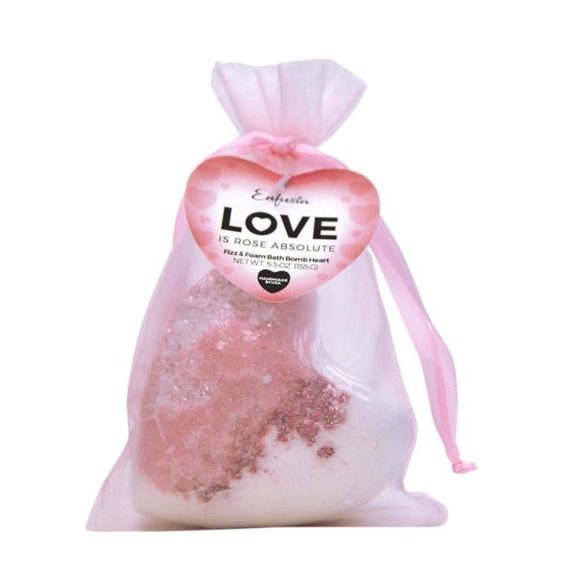 Rose Absolute Heart Geode Handmade Fizz & Foam Bath