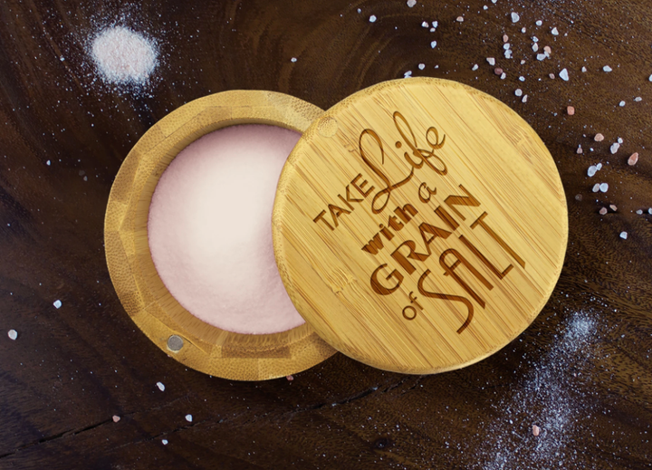 Salt Box Storage Box "Take Life with a Grain of Salt"  Swivel Lid