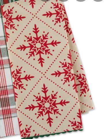 Scandinavian Snowflake Embellished Dishtowel