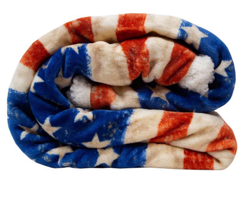 Sherpa Fleece Throw Blanket | Wrangler Stars & Stripes