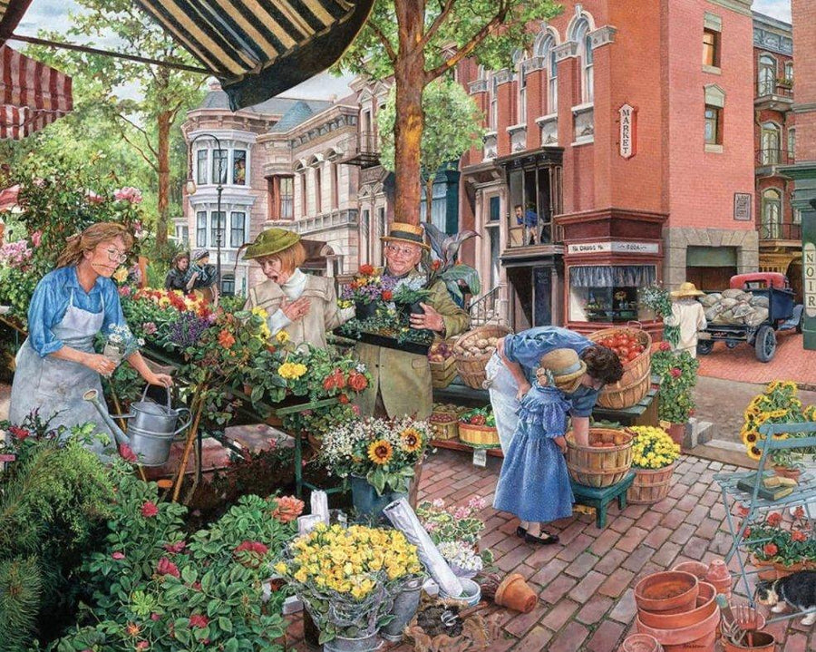 Sidewalk Flower Sale 1000 Piece Jigsaw Puzzle by White Mountain Puzzles