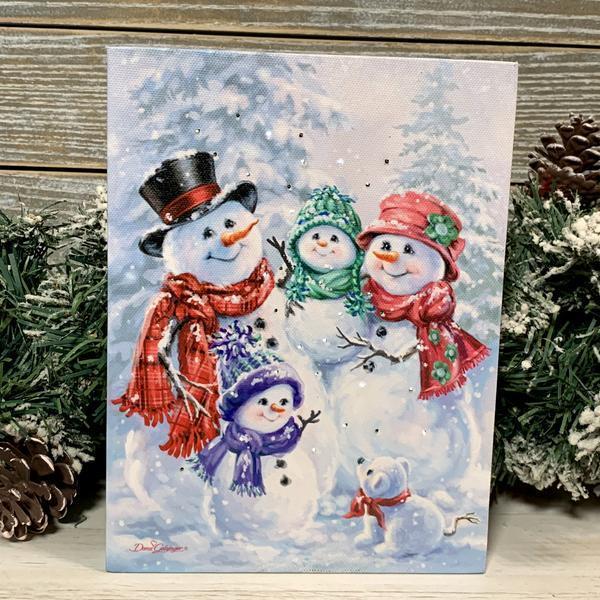 Snow Family - Lighted Tabletop Canvas