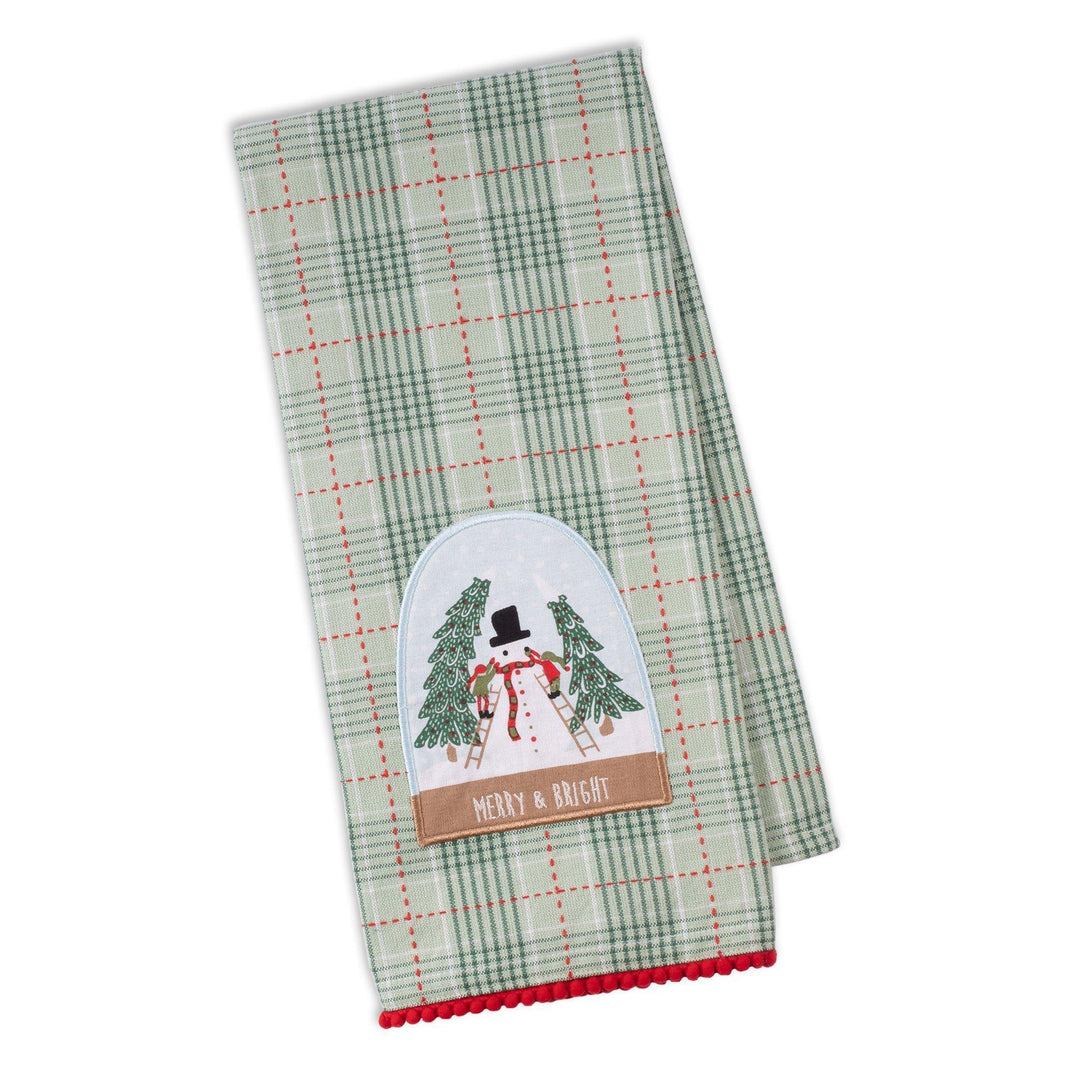 Snowman Snowglobe Embellished Kitchen Towel